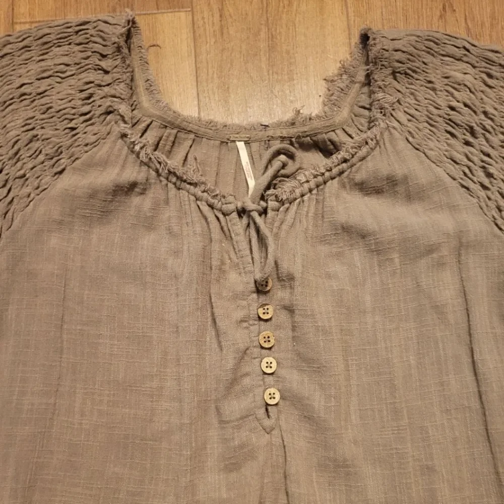 Free People Cotton Oversized Mini Dress Olive Size S